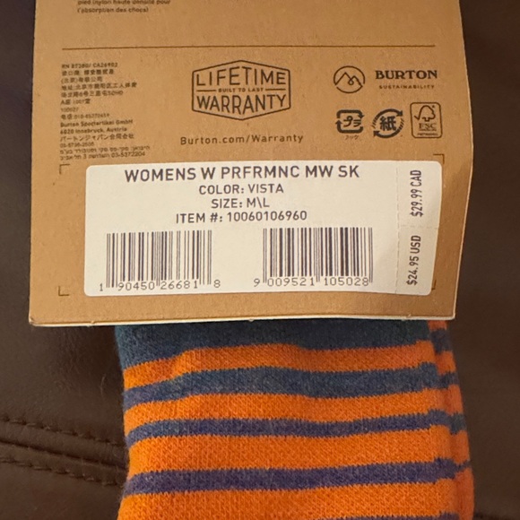 NWT Burton Performance Midweight Socks - Blue, Green, Orange - Picture 4 of 4